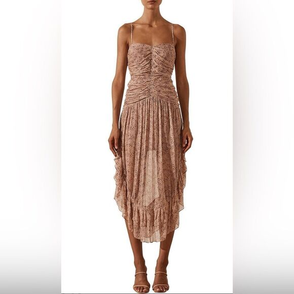 Shona Joy PAULETTE RUCHED MIDI Pink Size L NWOT - Picture 5 of 8